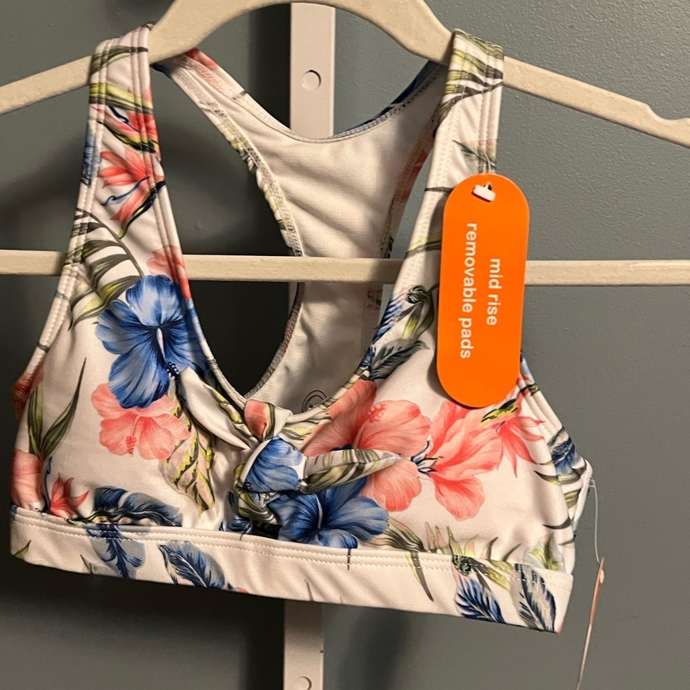 Wonder Nation Floral Print Swimsuit Top with Padding NWT Large 10-12